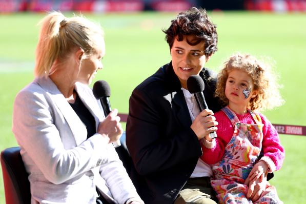 Erin Phillips and Moana Hope speak at the launch of Medibank's new 3-year partnership with AFLW