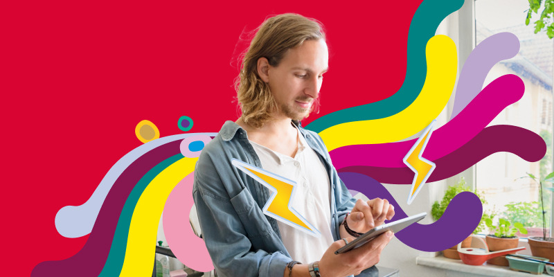 Young man looking at a tablet