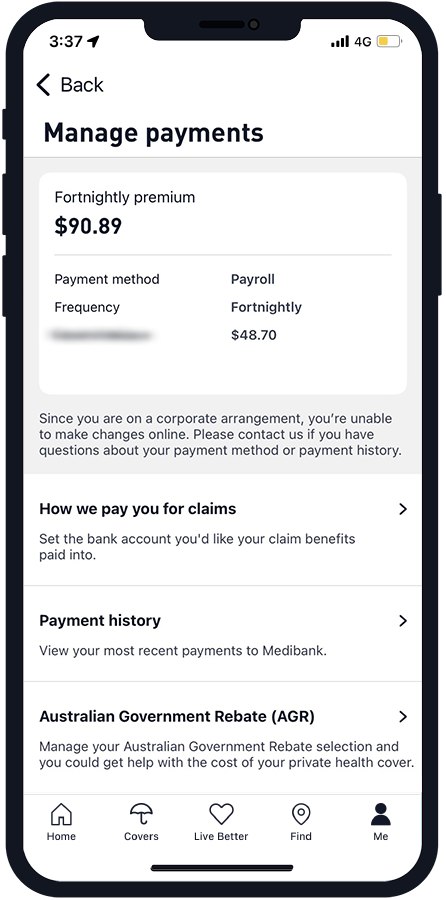 Australian Government Rebate in My Medibank