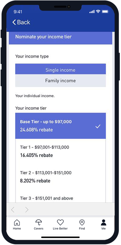 Updating income tier in My Medibank