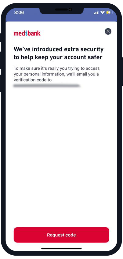 Two factor authentication process in My Medibank