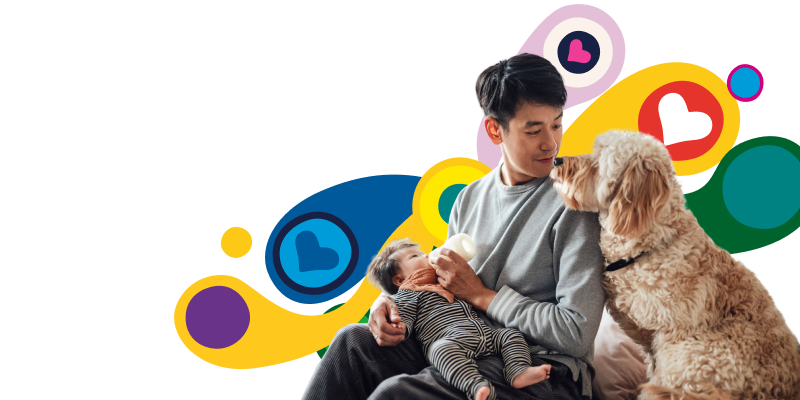 Man and child with dog income protection